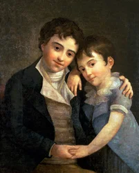 Portrait de Karl Thomas (1784-1858) et Franz Xaver (1791-1844), les deux fils de Wolfgang Amadeus Mozart (1756-91), 1798