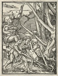 La Danse de la Mort : Expulsion du Paradis, Adam cultivant le sol