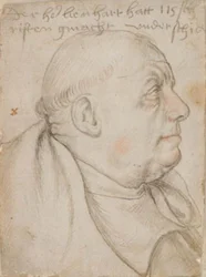 Portrait du calligraphe Leonhard Wagner, surnommé Würtslin, moine de Sts Ulrich et Afra à Augsbourg, de profil à droite