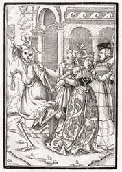 La mort vient pour la reine, gravé par Georg Scharffenberg, de 