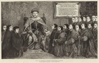 Le roi Henri VIII présentant une charte au Collège des chirurgiens
