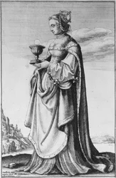 Sainte Barbe, gravée par Wenceslaus Hollar, 1647