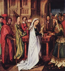 Allemand : Darstellung Christi im Tempel Autel des Dominicains, aile intérieure gauche, panneau inférieur : La présentation du Christ au Temple