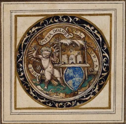 Cupidon piqué par des abeilles - Conception pour un pendentif ou un insigne de chapeau