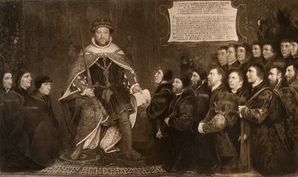 Henri VIII accordant une charte aux guildes des barbiers et chirurgiens, 1541, 1902