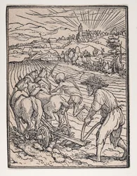 Le Paysan ou Laboureur, de La Danse de la Mort, vers 1526, publié en 1538