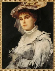 Amalie Makart, première épouse du peintre ... (peinture sur bois)