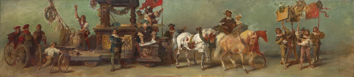 Projet pour le cortège festif de 1879 - Les menuisiers, les tourneurs sur bois et les tonneliers