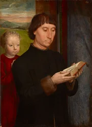 Homme en prière avec son fils défunt - par Hans Memling (1433/40-1494)