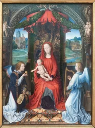 Madone et Enfant en trône avec des anges