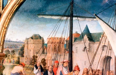 Reliquaire de Sainte Ursule, Départ de Bâle, (détail), 1489