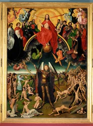 Triptyque avec le Jugement dernier, panneau central : Jugement et pesée des âmes (triptyque sur panneau)