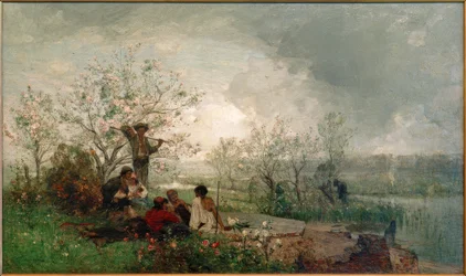 H.P.Feddersen, campement de gitans sur la Vistule
