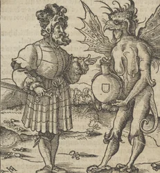 Le Diable offrant du poison à un chevalier, de Hymmelwagen auff dem, wer wol lebt...