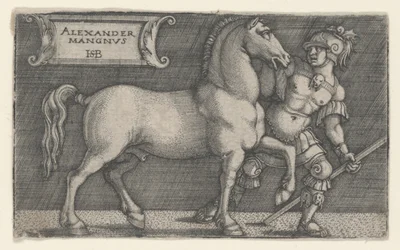 Alexandre le Grand menant Bucéphale (gravure)