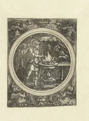 Mucius Scaevola avec sa main droite dans le feu