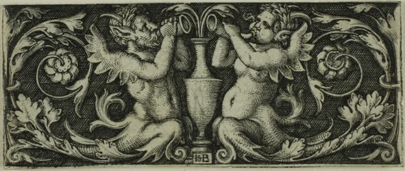 Ornement avec deux tritons, de Quatre Vignettes