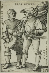 Porte-drapeau et tambour