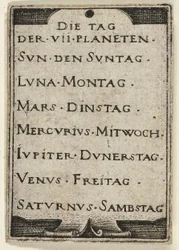 Page de titre, tirée de The Seven Planets with the Zodiacs (Les sept planètes et les zodiaques)
