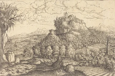 Paysage avec un château au centre, 1553