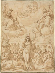 Allégorie de Minerve à la tête des Muses, en ou avant 1575 (plume et encre)
