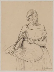 Jeune femme avec un panier