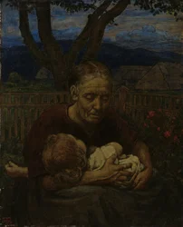 Mère et enfant dans un jardin