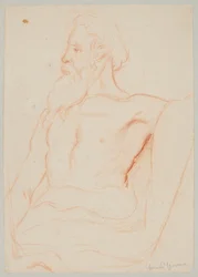 Vieillard à demi nu avec une barbe