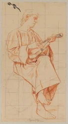 Homme assis avec un violon
