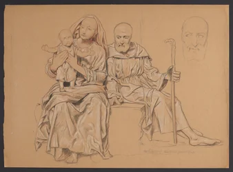 Sainte Famille, à droite répétition de la tête de saint Joseph