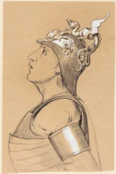 Valkyrie (étude de costume pour Bayreuth), tête avec casque
