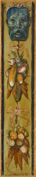 Frise murale de la salle de musique de la maison Pringsheim, Munich : Masque barbu avec bouquets de légumes. À droite du no inv. 1917
