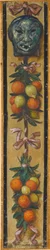 Frise murale de la salle de musique de la maison Pringsheim, Munich : masque mongol avec oranges et bouquets de citrons. À droite du no inv. 1918