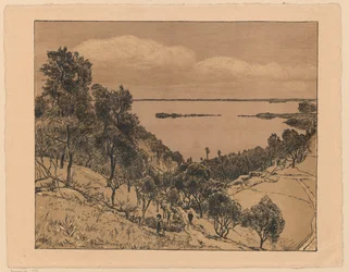 Vue du lac de Garde depuis les environs de Gardone Riviera, Lombardie