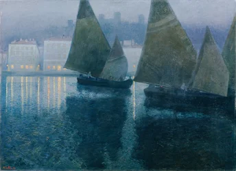 Nuit de lune dans un port istrien