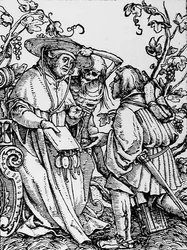 La mort et le cardinal, de La Danse macabre, gravé par Hans Lutzelburger, c.1538