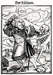 La mort et le noble, de La Danse macabre, gravé par Hans Lutzelburger, c.1538