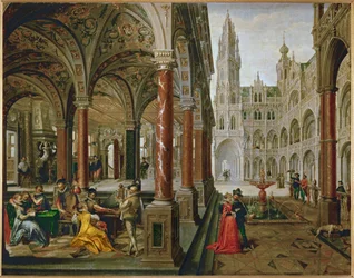 Architecture de palais avec musiciens
