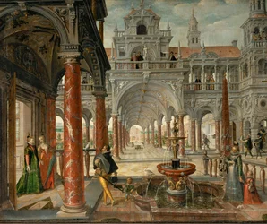 Palais avec des visiteurs de marque