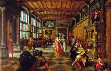 Scène de bal dans un intérieur flamand