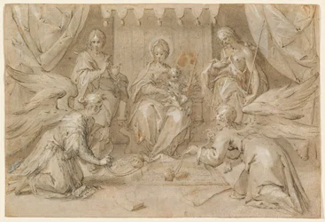 La Madone en majesté avec Saint Jean-Baptiste et Saint Jean l