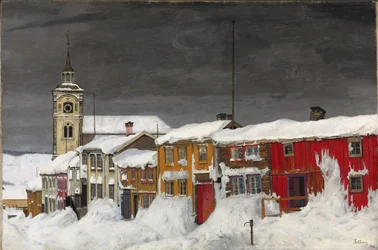 Rue à Roros en hiver