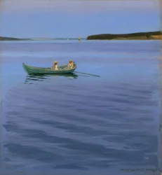 Promenade en bateau sur un lac idyllique