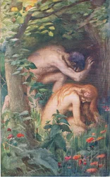 Adam et Ève, illustration de Pictures That Teach The Crown Series, 1920