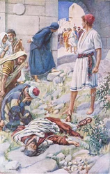 Saint Paul lapidé, illustration de Harold Copping Pictures: The Crown Series, vers 1920