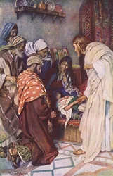 La résurrection de la fille de Jaïrus, illustration de Harold Copping Pictures: The Crown Series, vers 1920