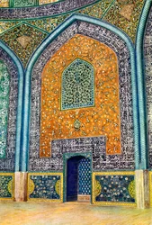 Panneau mural dans la mosquée de Sheikh Lutfullah, Ispahan, Iran