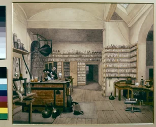 Michael Faraday au travail dans son laboratoire au Royal Institute