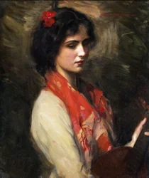 Jeune femme avec mandoline
