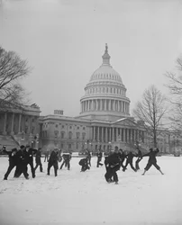 Bataille de boules de neige devant le Capitole des États-Unis, Washington, D.C.